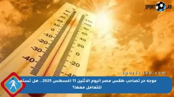 موجة حر تصاحب طقس مصر اليوم الاثنين 11 أغسطس 2025.. هل تستعد للتعامل معها؟